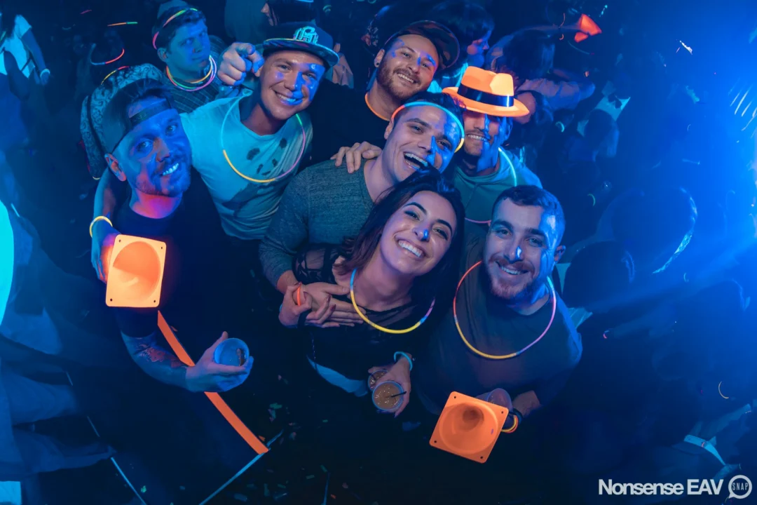 Nonsense: GLOW Indie Dance Party - February 2018! We danced! We glowed! We got ridiculous! Nonsense is the 3rd Friday of every month at The Basement. Kimber is the DJ. Photo by Oh Snap.