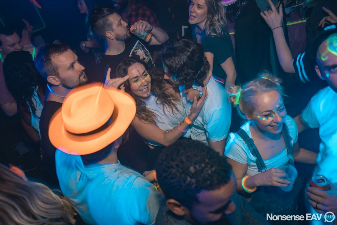 Nonsense: GLOW Indie Dance Party - February 2018! We danced! We glowed! We got ridiculous! Nonsense is the 3rd Friday of every month at The Basement. Kimber is the DJ. Photo by Oh Snap.