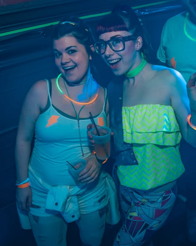 Nonsense: GLOW Indie Dance Party - February 2018! We danced! We glowed! We got ridiculous! Nonsense is the 3rd Friday of every month at The Basement. Kimber is the DJ. Photo by Oh Snap.