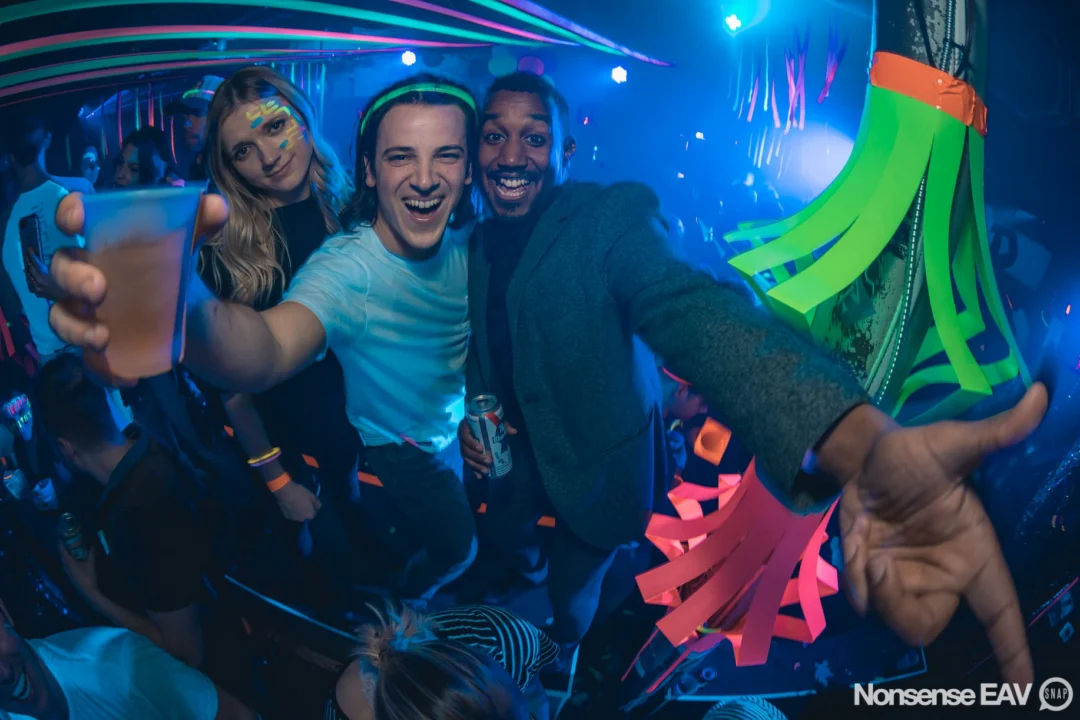 Nonsense: GLOW Indie Dance Party - February 2018! We danced! We glowed! We got ridiculous! Nonsense is the 3rd Friday of every month at The Basement. Kimber is the DJ. Photo by Oh Snap.