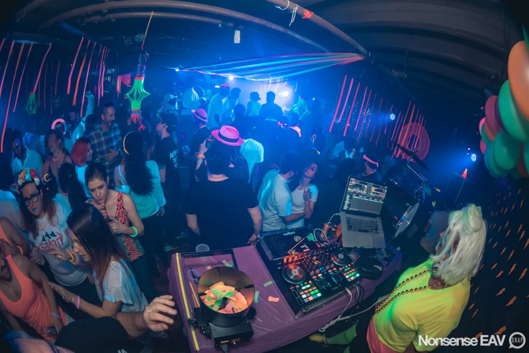 Nonsense: GLOW Indie Dance Party - February 2018! We danced! We glowed! We got ridiculous! Nonsense is the 3rd Friday of every month at The Basement. Kimber is the DJ. Photo by Oh Snap.