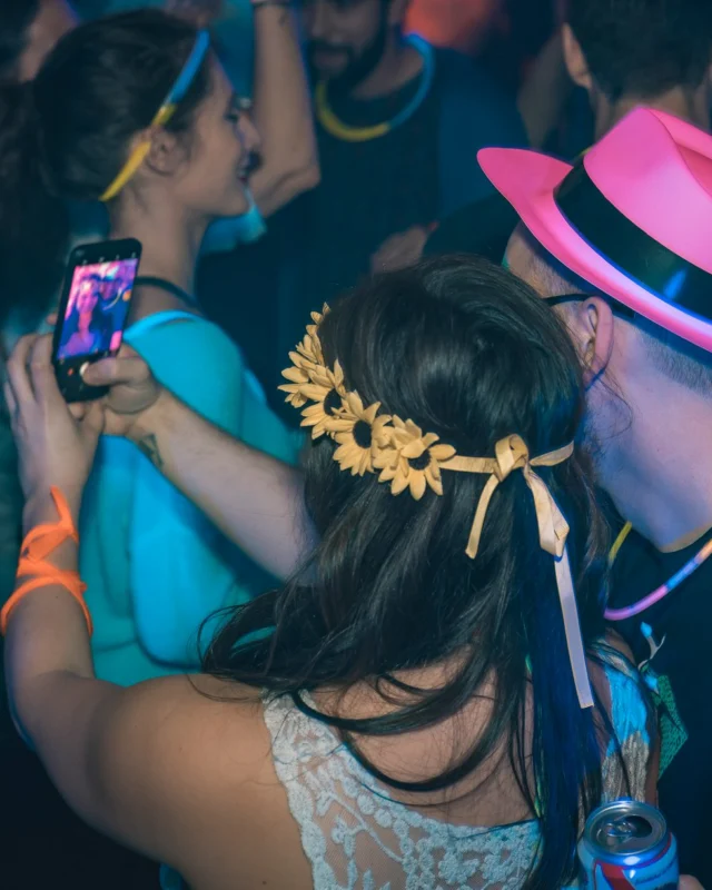 Nonsense: GLOW Indie Dance Party - February 2018! We danced! We glowed! We got ridiculous! Nonsense is the 3rd Friday of every month at The Basement. Kimber is the DJ. Photo by Oh Snap.