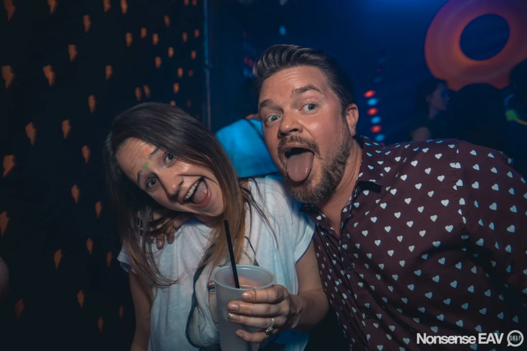 Nonsense: GLOW Indie Dance Party - February 2018! We danced! We glowed! We got ridiculous! Nonsense is the 3rd Friday of every month at The Basement. Kimber is the DJ. Photo by Oh Snap.