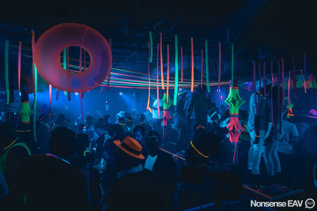 Nonsense: GLOW Indie Dance Party - February 2018! We danced! We glowed! We got ridiculous! Nonsense is the 3rd Friday of every month at The Basement. Kimber is the DJ. Photo by Oh Snap.