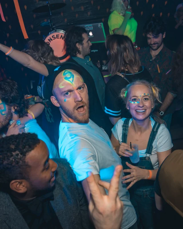 Nonsense: GLOW Indie Dance Party - February 2018! We danced! We glowed! We got ridiculous! Nonsense is the 3rd Friday of every month at The Basement. Kimber is the DJ. Photo by Oh Snap.