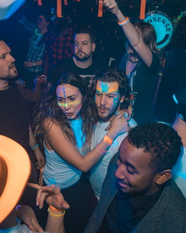 Nonsense: GLOW Indie Dance Party - February 2018! We danced! We glowed! We got ridiculous! Nonsense is the 3rd Friday of every month at The Basement. Kimber is the DJ. Photo by Oh Snap.