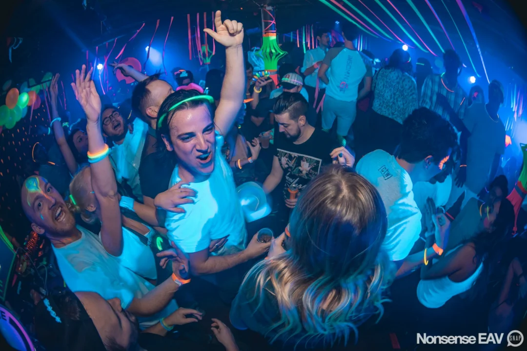 Nonsense: GLOW Indie Dance Party - February 2018! We danced! We glowed! We got ridiculous! Nonsense is the 3rd Friday of every month at The Basement. Kimber is the DJ. Photo by Oh Snap.