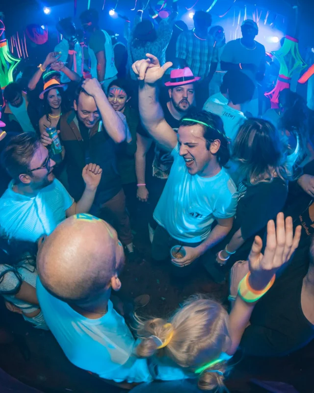 Nonsense: GLOW Indie Dance Party - February 2018! We danced! We glowed! We got ridiculous! Nonsense is the 3rd Friday of every month at The Basement. Kimber is the DJ. Photo by Oh Snap.
