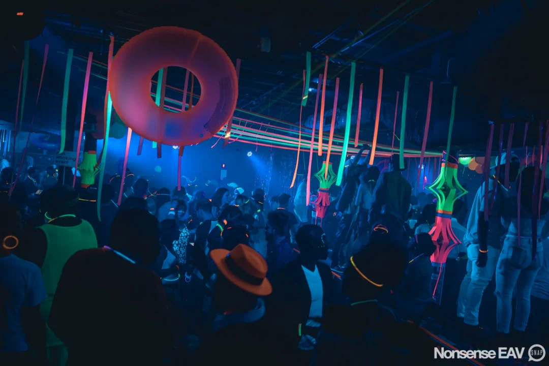 Nonsense: GLOW Indie Dance Party - February 2018! We danced! We glowed! We got ridiculous! Nonsense is the 3rd Friday of every month at The Basement. Kimber is the DJ. Photo by Oh Snap.