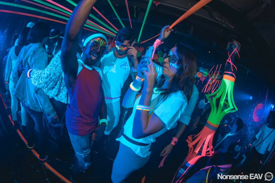 Nonsense: GLOW Indie Dance Party - February 2018! We danced! We glowed! We got ridiculous! Nonsense is the 3rd Friday of every month at The Basement. Kimber is the DJ. Photo by Oh Snap.