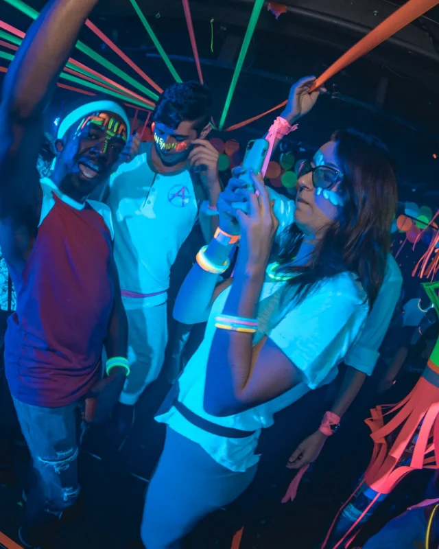 Nonsense: GLOW Indie Dance Party - February 2018! We danced! We glowed! We got ridiculous! Nonsense is the 3rd Friday of every month at The Basement. Kimber is the DJ. Photo by Oh Snap.