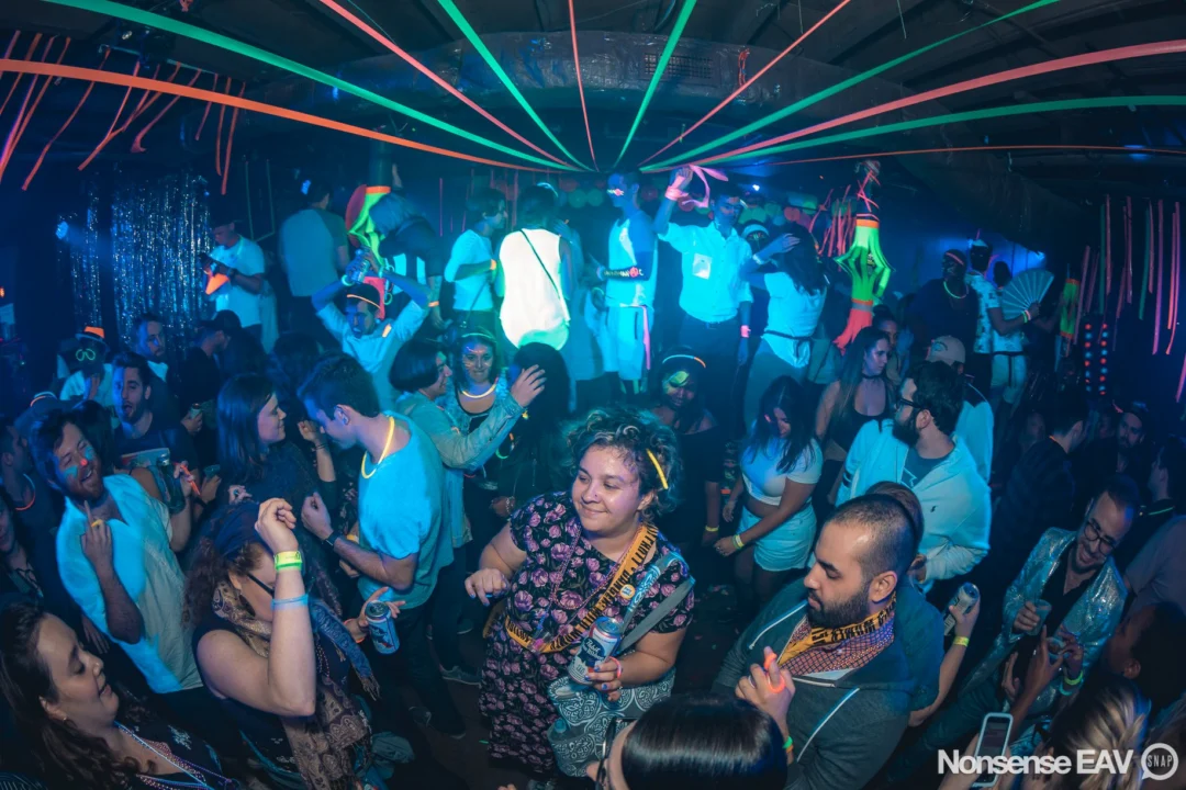 Nonsense: GLOW Indie Dance Party - February 2018! We danced! We glowed! We got ridiculous! Nonsense is the 3rd Friday of every month at The Basement. Kimber is the DJ. Photo by Oh Snap.