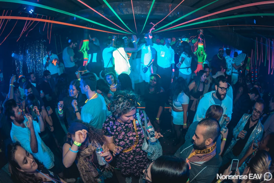 Nonsense: GLOW Indie Dance Party - February 2018! We danced! We glowed! We got ridiculous! Nonsense is the 3rd Friday of every month at The Basement. Kimber is the DJ. Photo by Oh Snap.