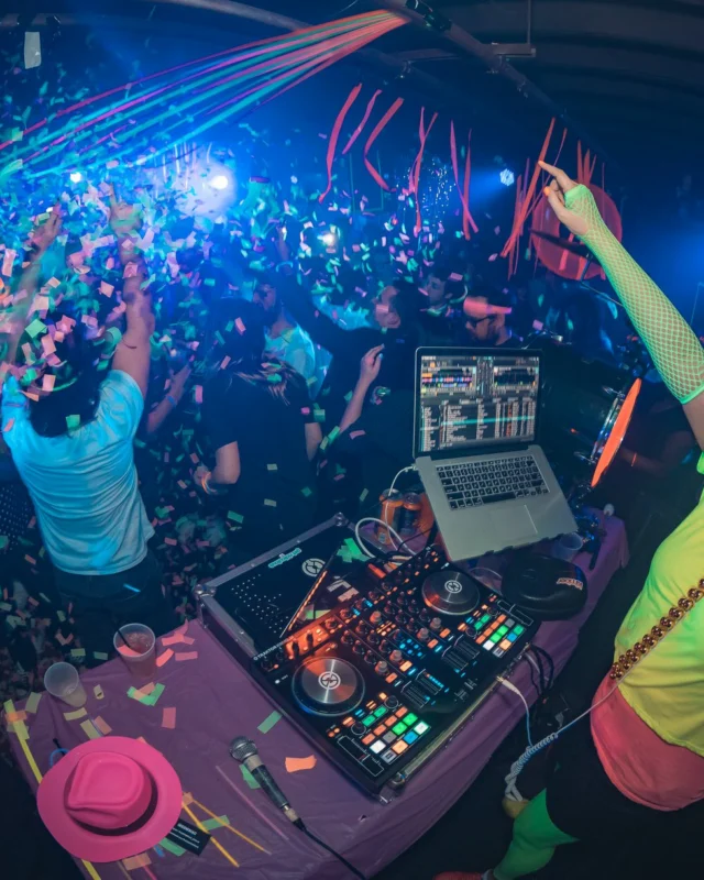 Nonsense: GLOW Indie Dance Party - February 2018! We danced! We glowed! We got ridiculous! Nonsense is the 3rd Friday of every month at The Basement. Kimber is the DJ. Photo by Oh Snap.