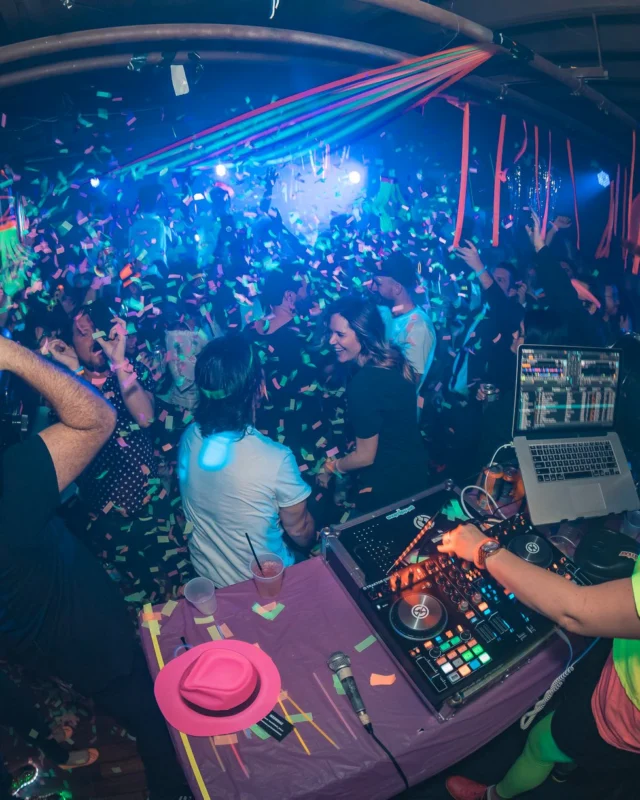 Nonsense: GLOW Indie Dance Party - February 2018! We danced! We glowed! We got ridiculous! Nonsense is the 3rd Friday of every month at The Basement. Kimber is the DJ. Photo by Oh Snap.