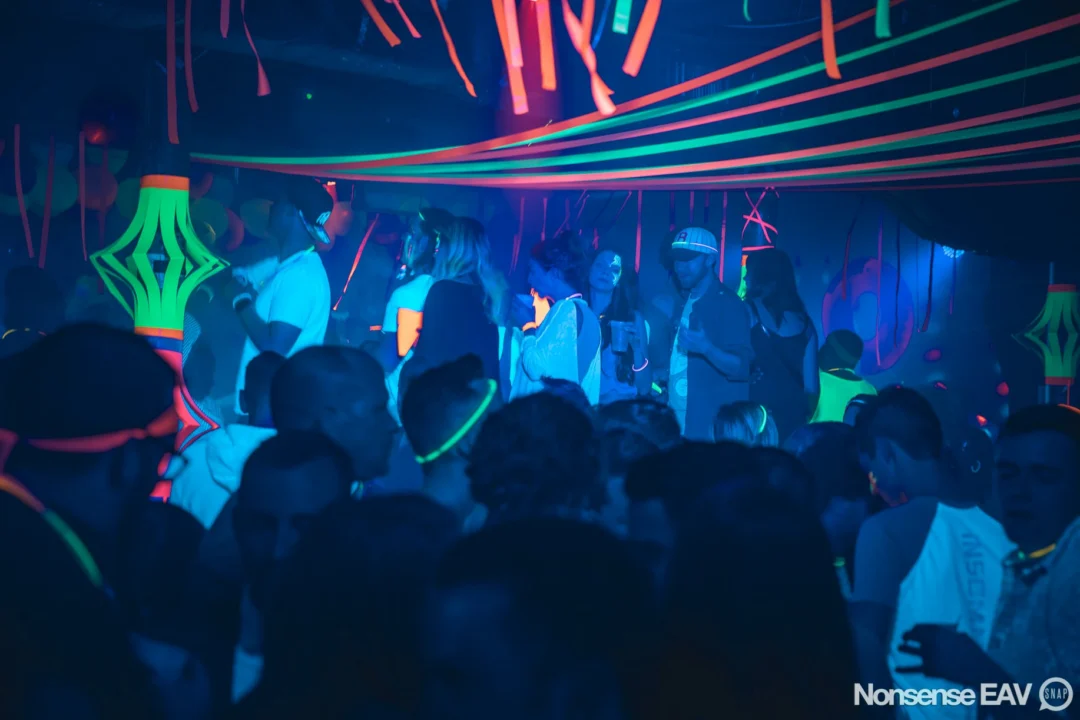 Nonsense: GLOW Indie Dance Party - February 2018! We danced! We glowed! We got ridiculous! Nonsense is the 3rd Friday of every month at The Basement. Kimber is the DJ. Photo by Oh Snap.