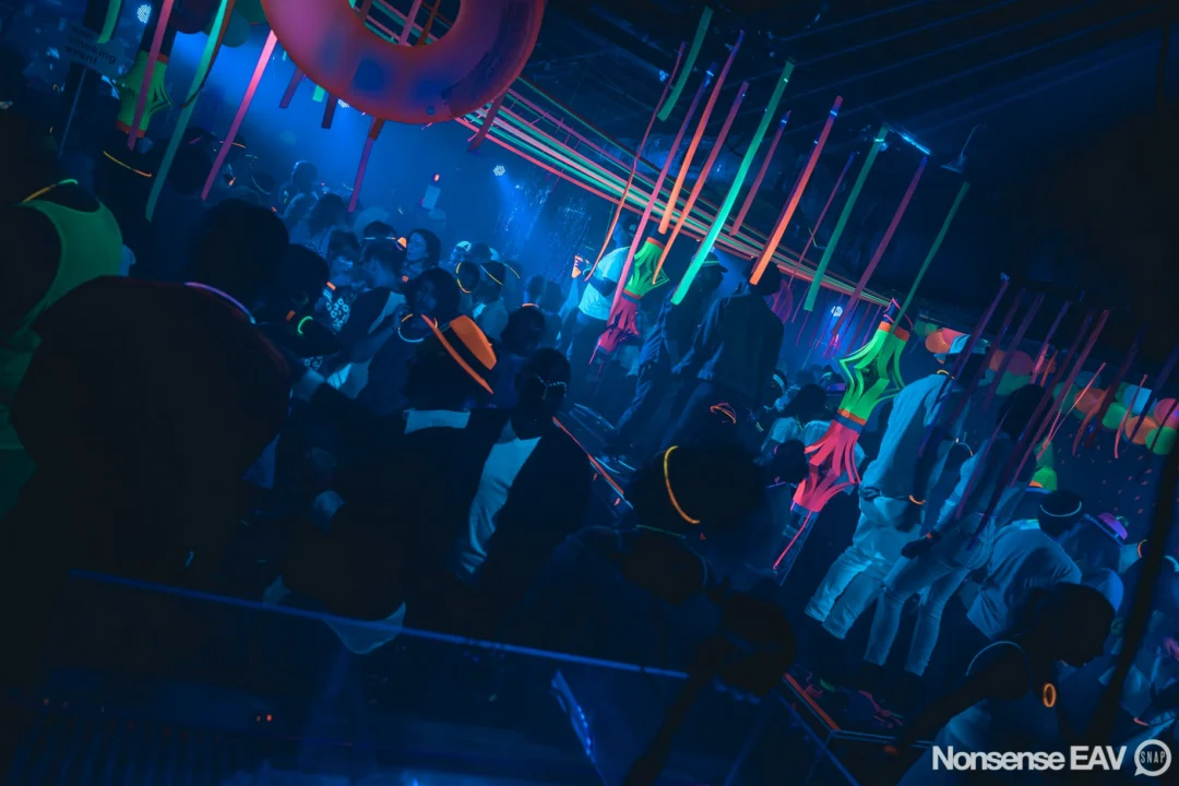 Nonsense: GLOW Indie Dance Party - February 2018! We danced! We glowed! We got ridiculous! Nonsense is the 3rd Friday of every month at The Basement. Kimber is the DJ. Photo by Oh Snap.