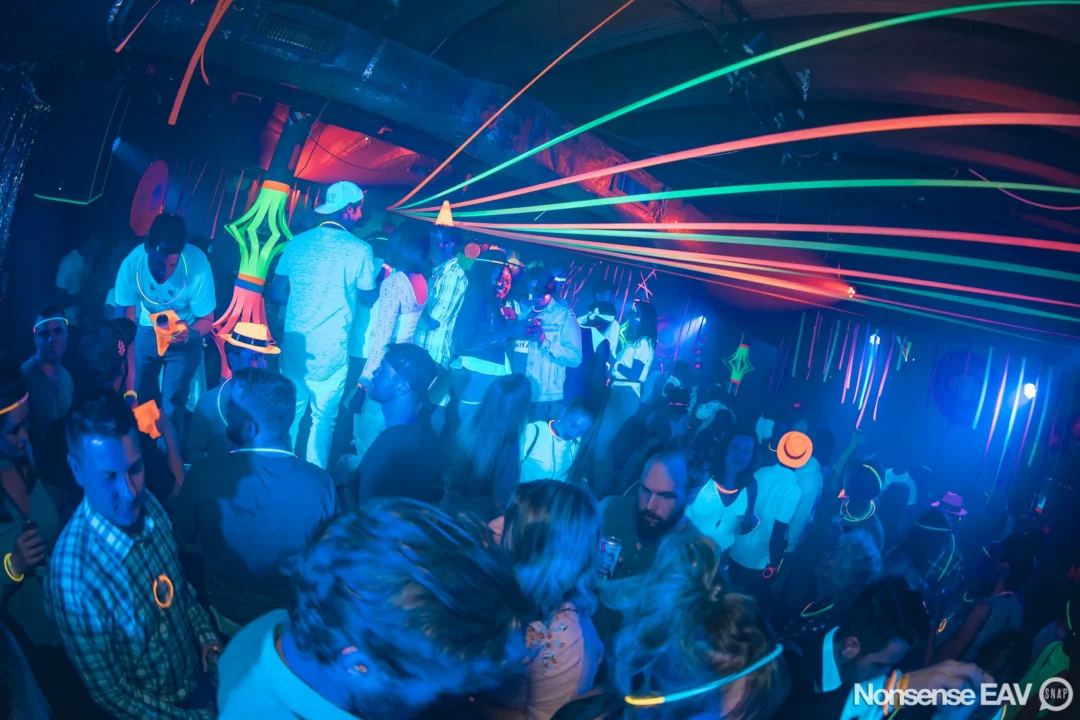 Nonsense: GLOW Indie Dance Party - February 2018! We danced! We glowed! We got ridiculous! Nonsense is the 3rd Friday of every month at The Basement. Kimber is the DJ. Photo by Oh Snap.