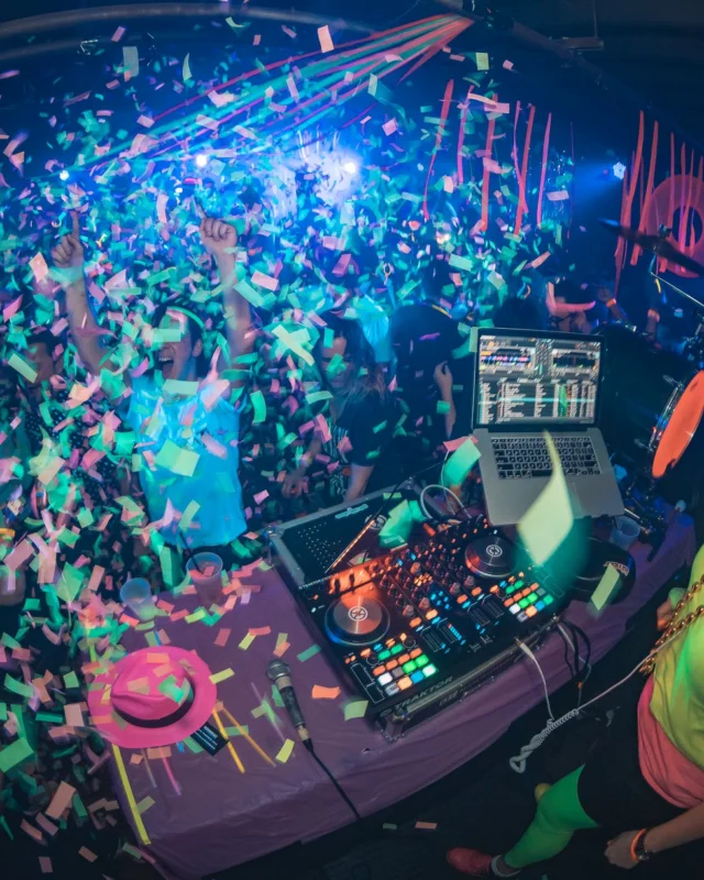 Nonsense: GLOW Indie Dance Party - February 2018! We danced! We glowed! We got ridiculous! Nonsense is the 3rd Friday of every month at The Basement. Kimber is the DJ. Photo by Oh Snap.