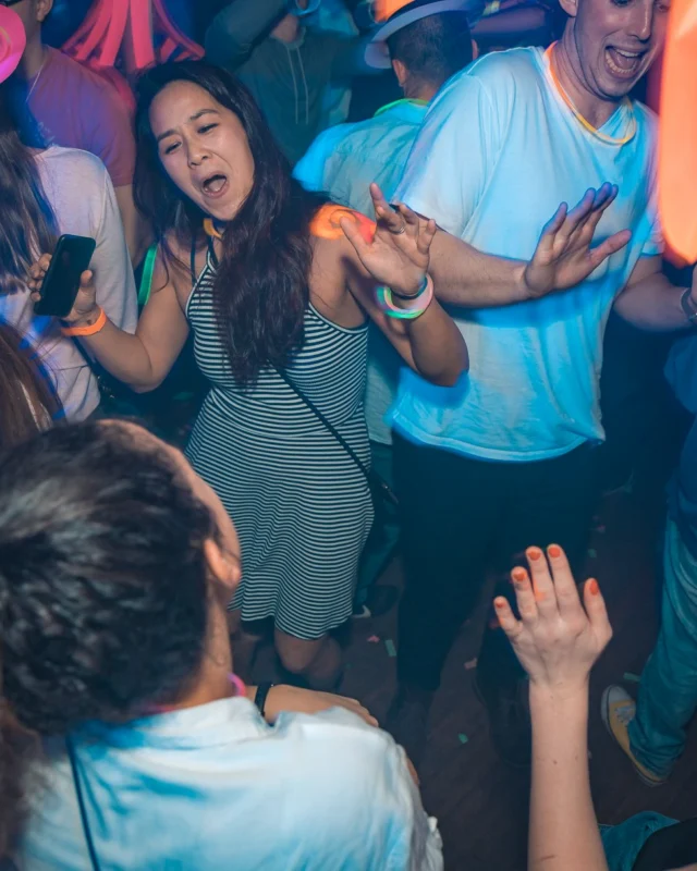 Nonsense: GLOW Indie Dance Party - February 2018! We danced! We glowed! We got ridiculous! Nonsense is the 3rd Friday of every month at The Basement. Kimber is the DJ. Photo by Oh Snap.