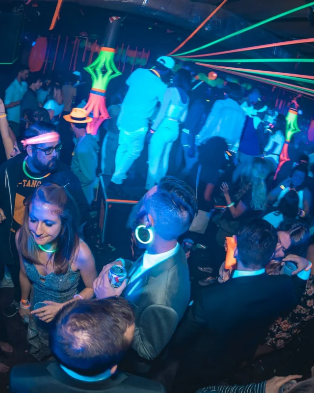 Nonsense: GLOW Indie Dance Party - February 2018! We danced! We glowed! We got ridiculous! Nonsense is the 3rd Friday of every month at The Basement. Kimber is the DJ. Photo by Oh Snap.