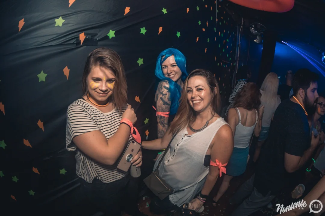 Nonsense GLOW Dance Party. July 2018. We glowed. We got ridiculous. Kimber was the DJ. Photos by Fabeaux/Oh Snap.
