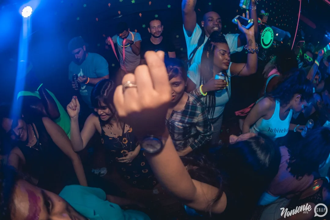 Nonsense GLOW Dance Party. July 2018. We glowed. We got ridiculous. Kimber was the DJ. Photos by Fabeaux/Oh Snap.