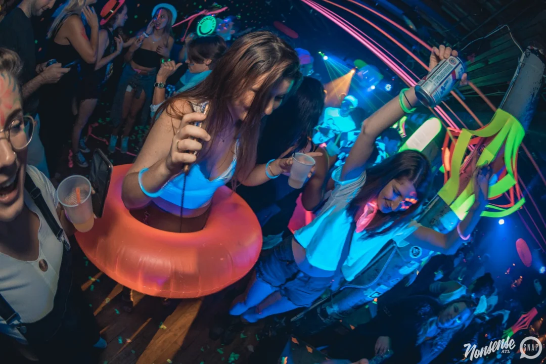 Nonsense GLOW Dance Party. July 2018. We glowed. We got ridiculous. Kimber was the DJ. Photos by Fabeaux/Oh Snap.