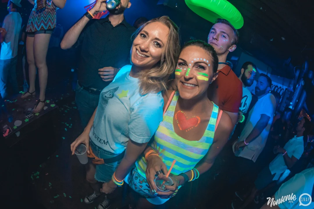 Nonsense GLOW Dance Party. July 2018. We glowed. We got ridiculous. Kimber was the DJ. Photos by Fabeaux/Oh Snap.