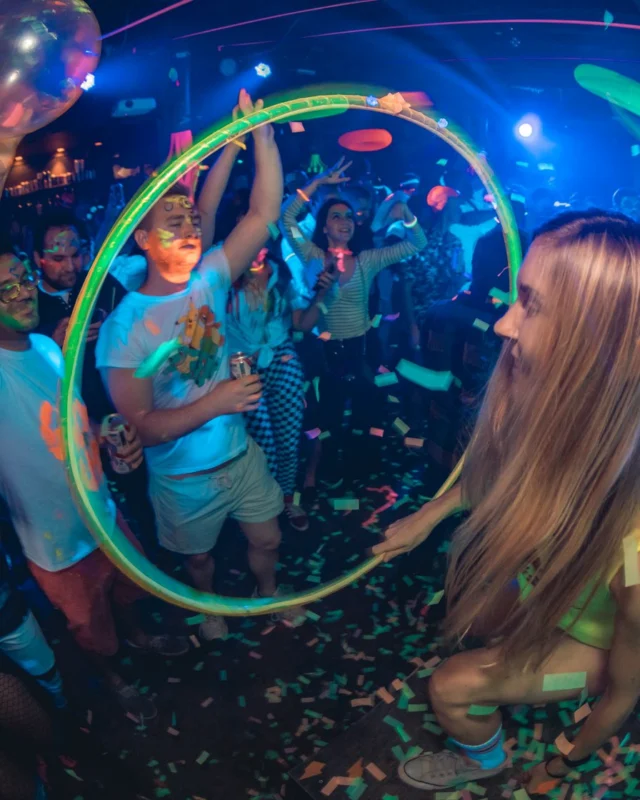 Nonsense GLOW Dance Party. July 2018. We glowed. We got ridiculous. Kimber was the DJ. Photos by Fabeaux/Oh Snap.
