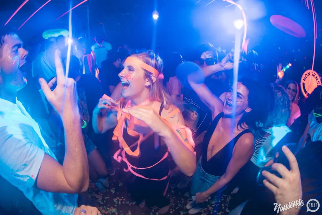Nonsense GLOW Dance Party. July 2018. We glowed. We got ridiculous. Kimber was the DJ. Photos by Fabeaux/Oh Snap.