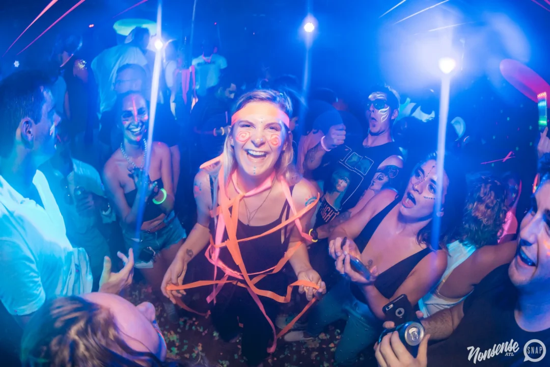 Nonsense GLOW Dance Party. July 2018. We glowed. We got ridiculous. Kimber was the DJ. Photos by Fabeaux/Oh Snap.