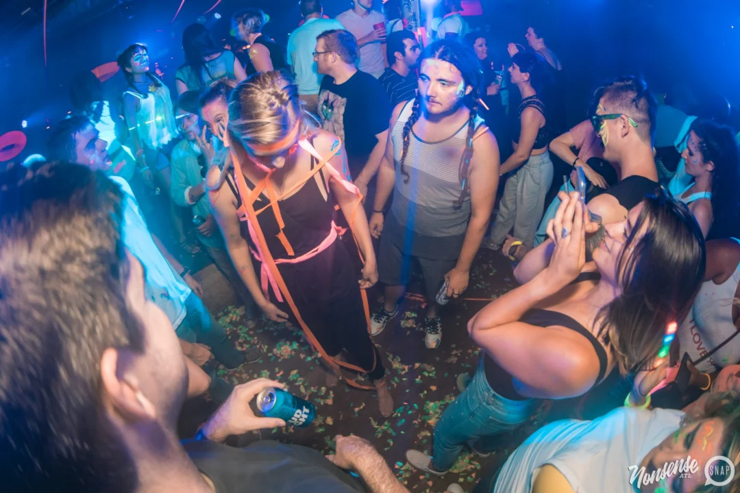Nonsense GLOW Dance Party. July 2018. We glowed. We got ridiculous. Kimber was the DJ. Photos by Fabeaux/Oh Snap.