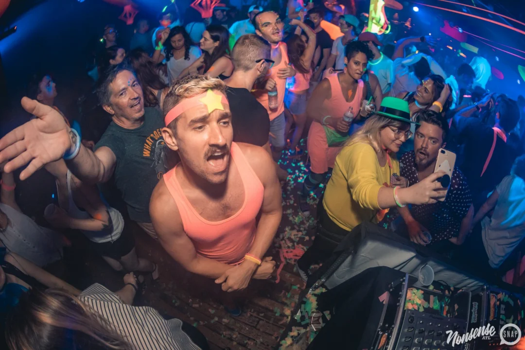 Nonsense GLOW Dance Party. July 2018. We glowed. We got ridiculous. Kimber was the DJ. Photos by Fabeaux/Oh Snap.