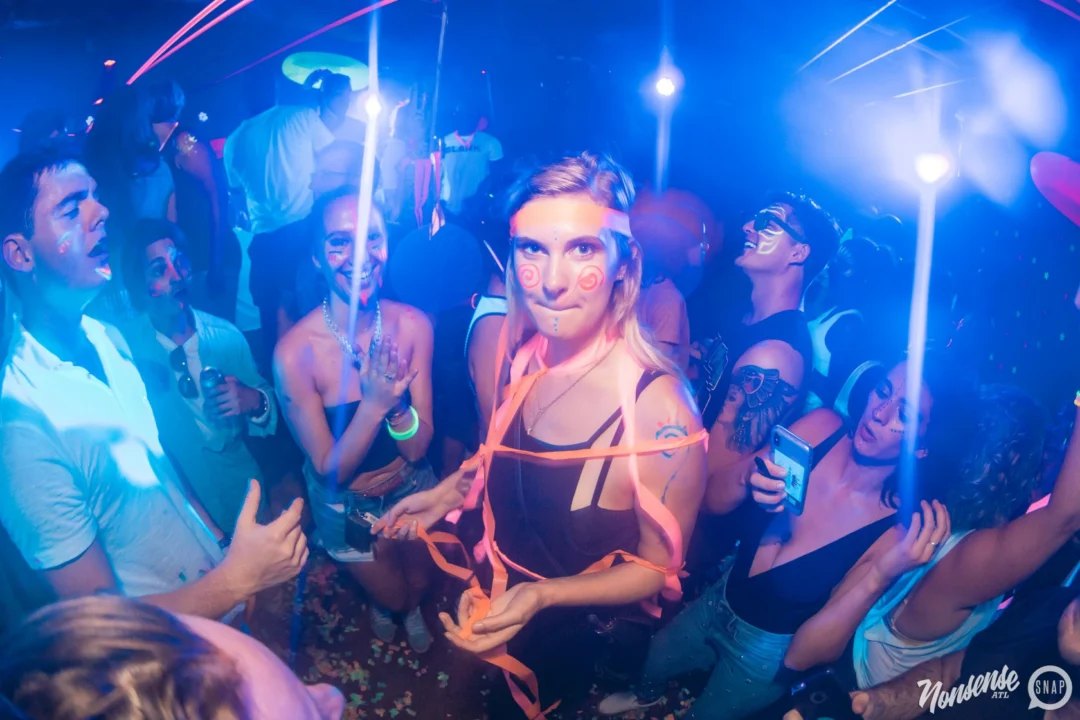 Nonsense GLOW Dance Party. July 2018. We glowed. We got ridiculous. Kimber was the DJ. Photos by Fabeaux/Oh Snap.