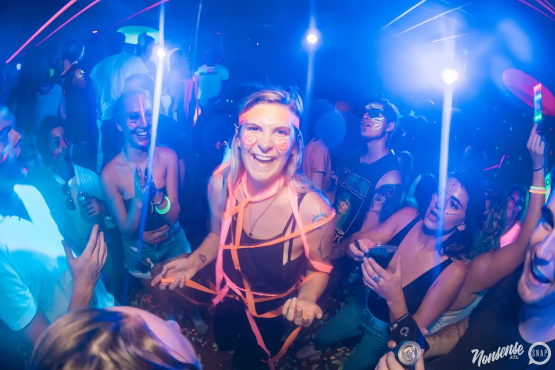 Nonsense GLOW Dance Party. July 2018. We glowed. We got ridiculous. Kimber was the DJ. Photos by Fabeaux/Oh Snap.