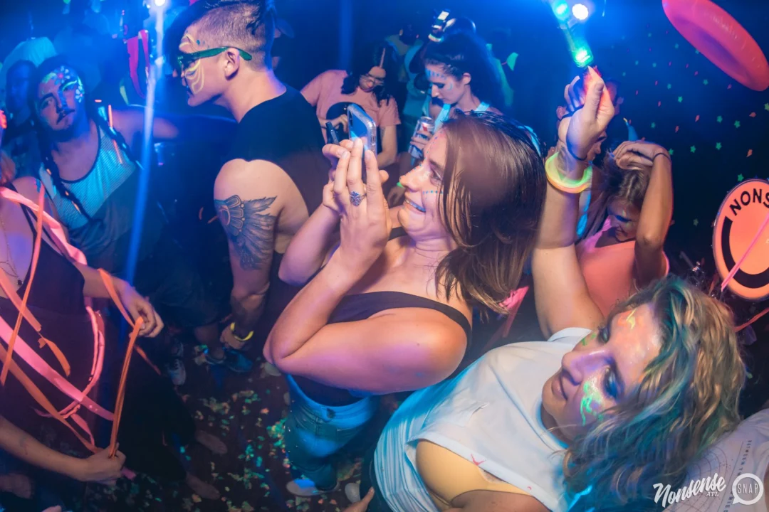 Nonsense GLOW Dance Party. July 2018. We glowed. We got ridiculous. Kimber was the DJ. Photos by Fabeaux/Oh Snap.