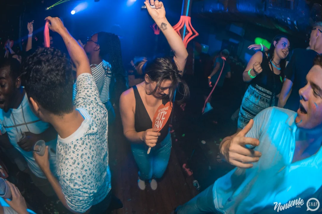 Nonsense GLOW Dance Party. July 2018. We glowed. We got ridiculous. Kimber was the DJ. Photos by Fabeaux/Oh Snap.