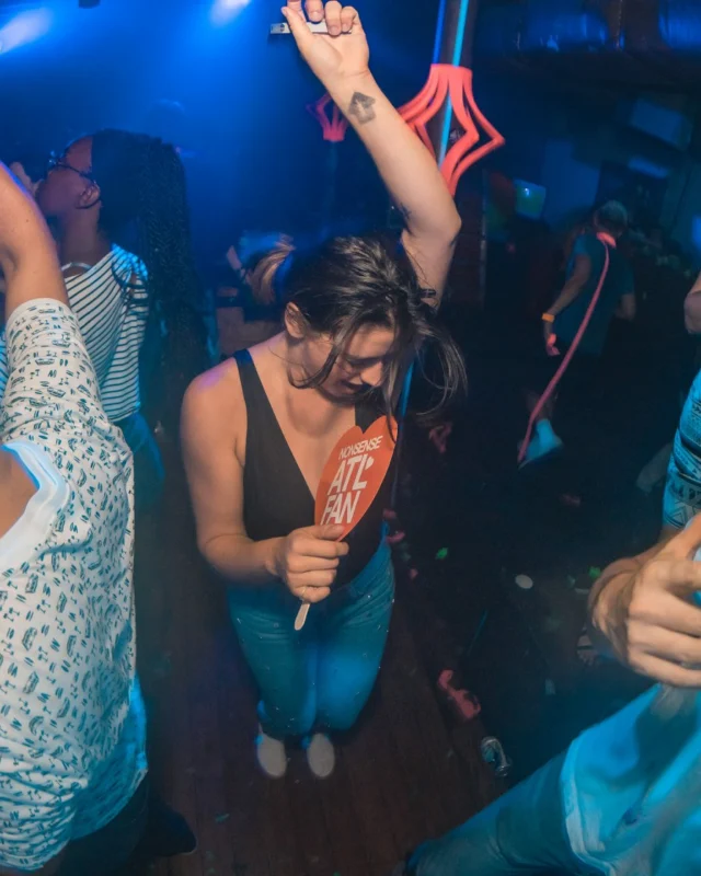 Nonsense GLOW Dance Party. July 2018. We glowed. We got ridiculous. Kimber was the DJ. Photos by Fabeaux/Oh Snap.