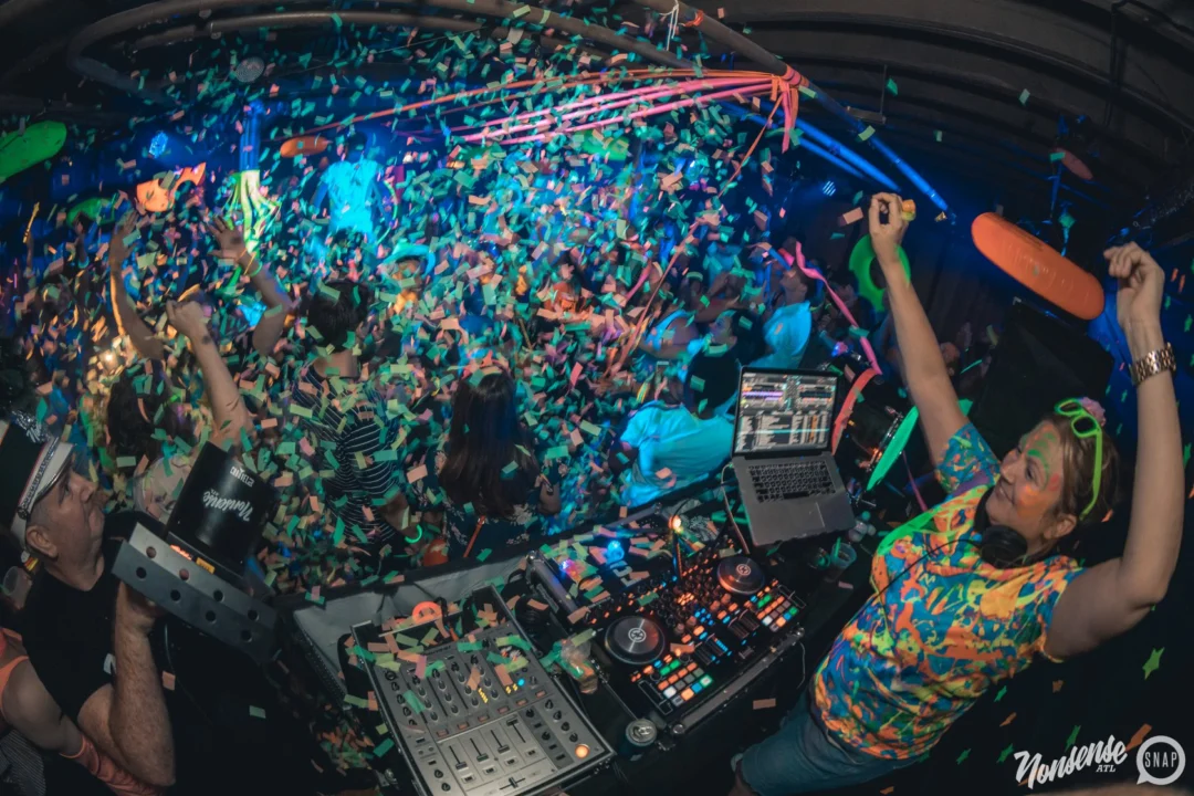 Nonsense GLOW Dance Party. July 2018. We glowed. We got ridiculous. Kimber was the DJ. Photos by Fabeaux/Oh Snap.