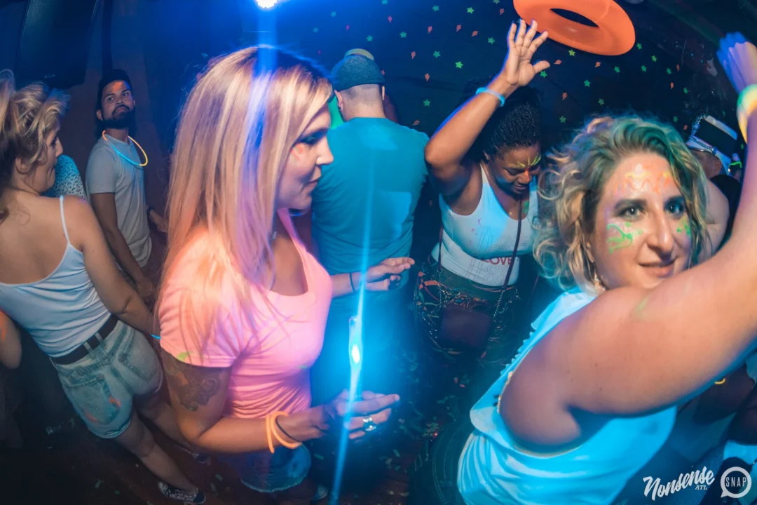 Nonsense GLOW Dance Party. July 2018. We glowed. We got ridiculous. Kimber was the DJ. Photos by Fabeaux/Oh Snap.