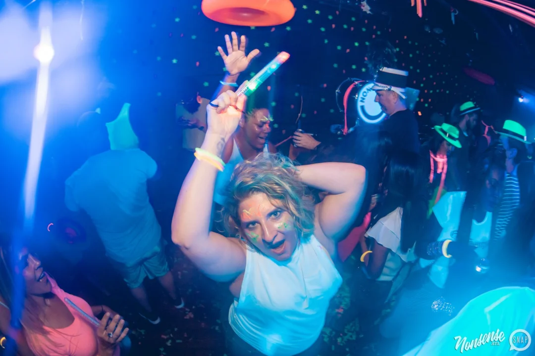 Nonsense GLOW Dance Party. July 2018. We glowed. We got ridiculous. Kimber was the DJ. Photos by Fabeaux/Oh Snap.