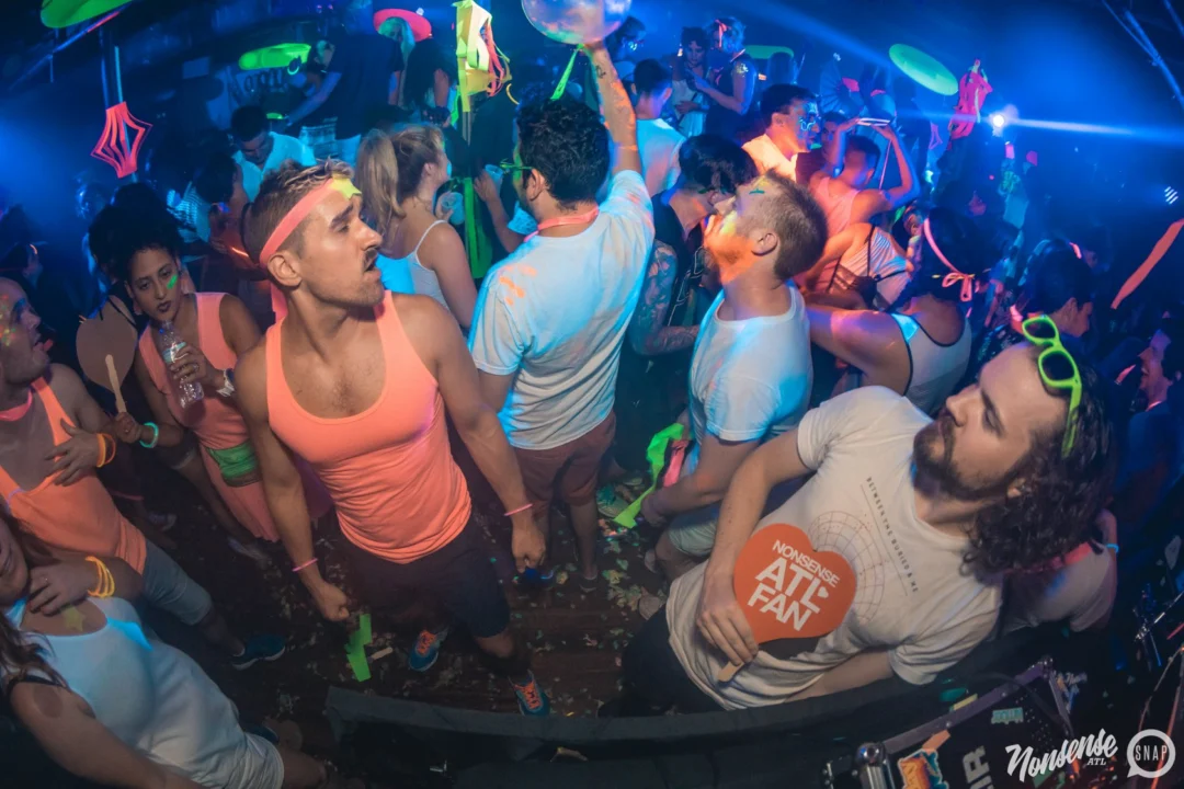 Nonsense GLOW Dance Party. July 2018. We glowed. We got ridiculous. Kimber was the DJ. Photos by Fabeaux/Oh Snap.