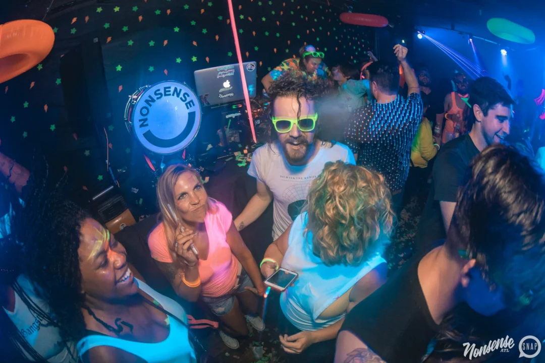 Nonsense GLOW Dance Party. July 2018. We glowed. We got ridiculous. Kimber was the DJ. Photos by Fabeaux/Oh Snap.