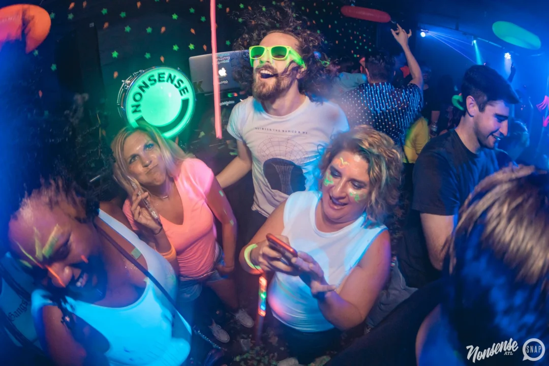 Nonsense GLOW Dance Party. July 2018. We glowed. We got ridiculous. Kimber was the DJ. Photos by Fabeaux/Oh Snap.
