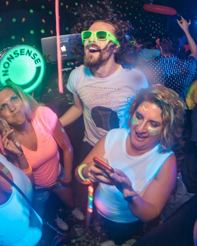 Nonsense GLOW Dance Party. July 2018. We glowed. We got ridiculous. Kimber was the DJ. Photos by Fabeaux/Oh Snap.