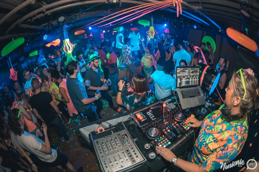 Nonsense GLOW Dance Party. July 2018. We glowed. We got ridiculous. Kimber was the DJ. Photos by Fabeaux/Oh Snap.