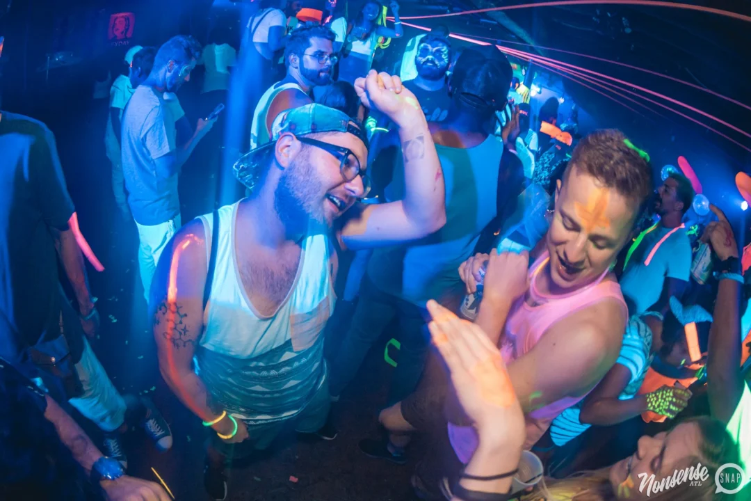 Nonsense GLOW Dance Party. July 2018. We glowed. We got ridiculous. Kimber was the DJ. Photos by Fabeaux/Oh Snap.