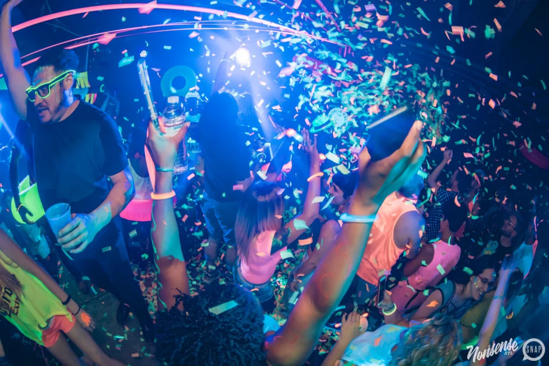 Nonsense GLOW Dance Party. July 2018. We glowed. We got ridiculous. Kimber was the DJ. Photos by Fabeaux/Oh Snap.