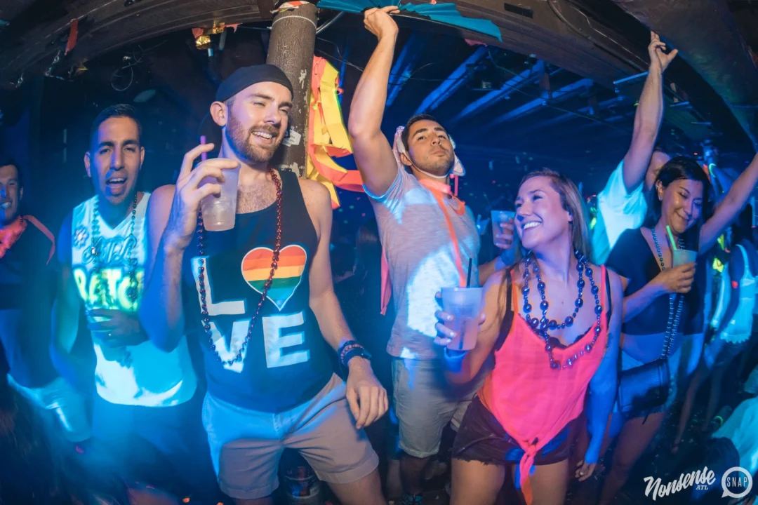 Nonsense GLOW Dance Party. July 2018. We glowed. We got ridiculous. Kimber was the DJ. Photos by Fabeaux/Oh Snap.